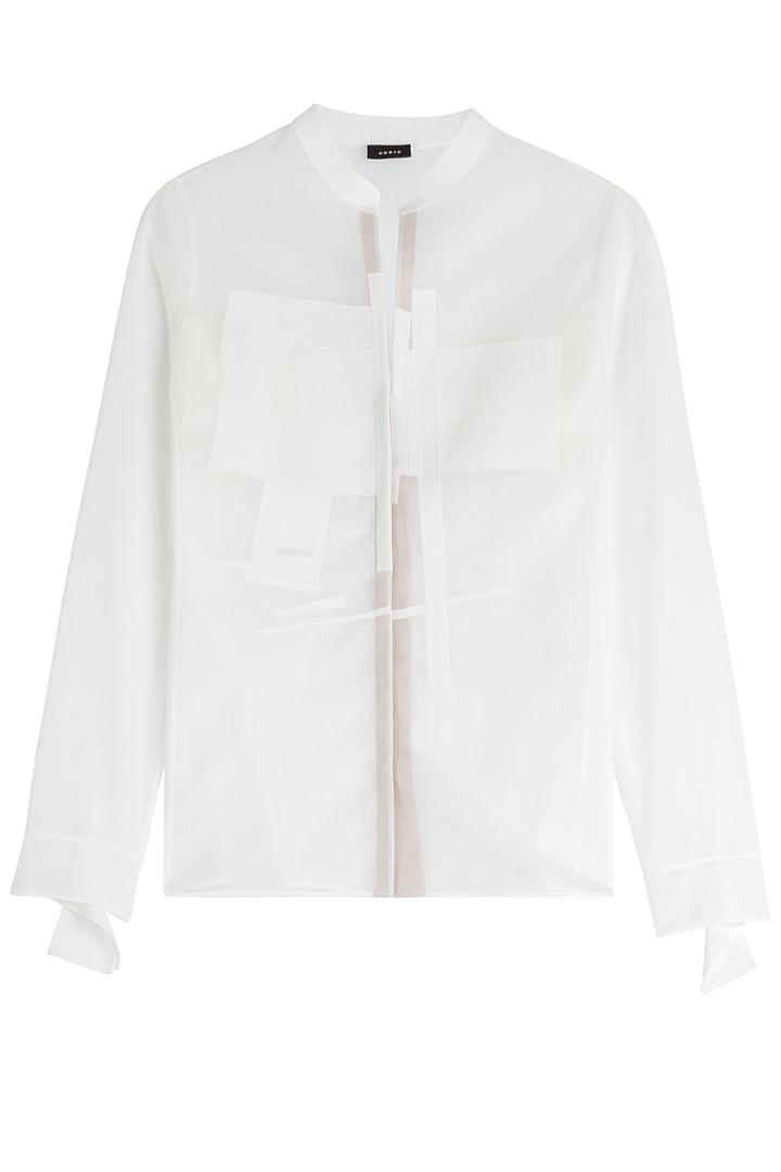 Akris Akris Sheer Blouse With Textured Cotton Applique - White