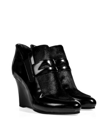 Jil Sander Leather/haircalf Wedge Loafers In Black