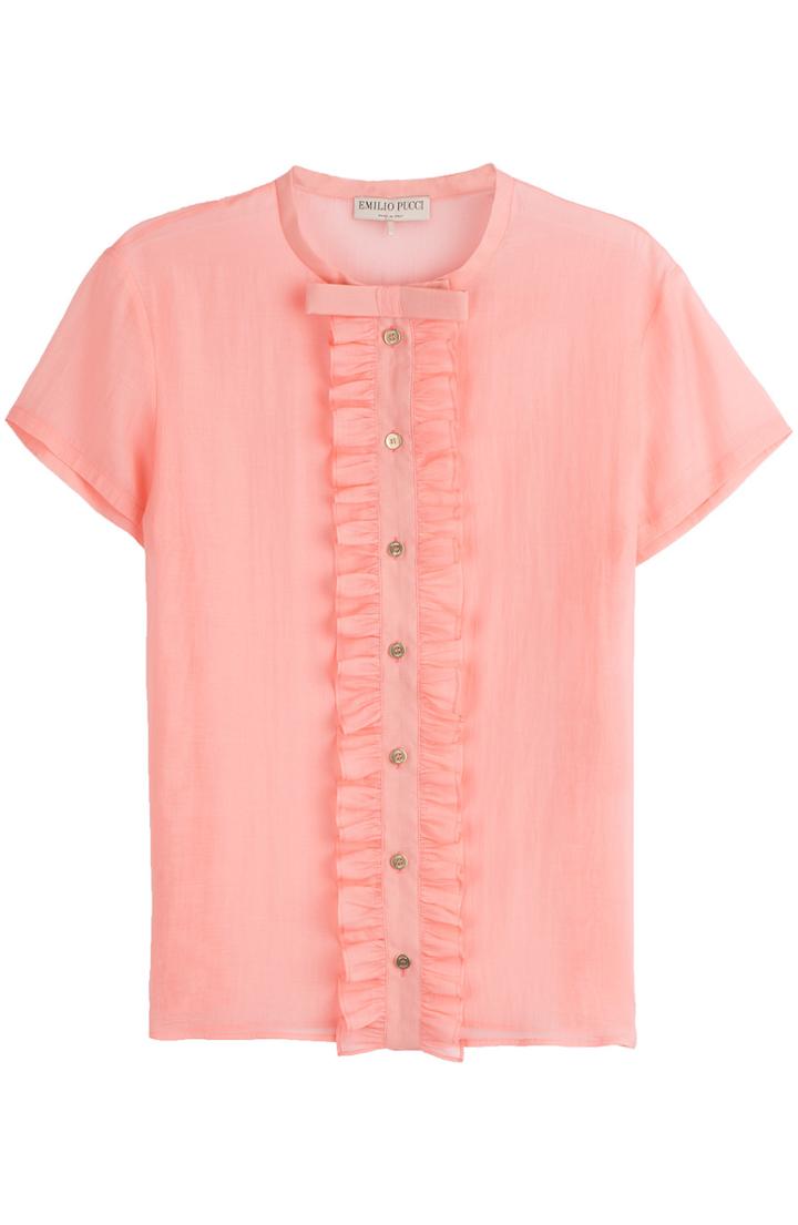 Emilio Pucci Cotton-silk Ruffle Top