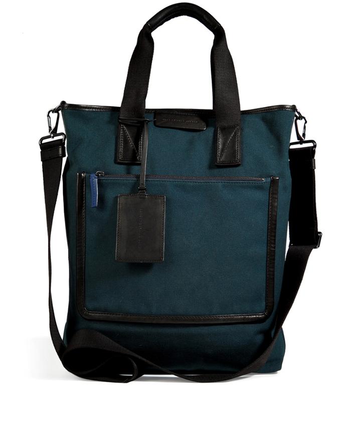 Marc By Marc Jacobs Waxed Cotton Tote With Leather Trim In Blue Tangerine