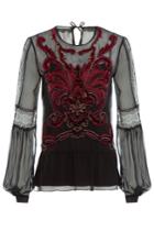 Alberta Ferretti Alberta Ferretti Embroidered And Embellished Silk Blouse - Black