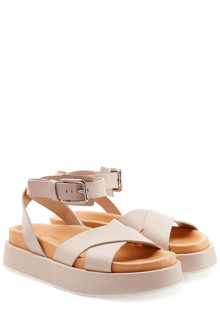 Jil Sander Jil Sander Leather Platform Sandals - Grey