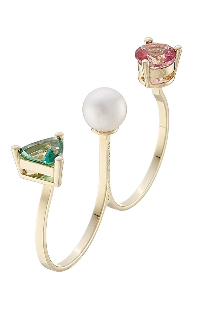 Delfina Delettrez Delfina Delettrez 9k Gold Ring With Topaz And Pearl