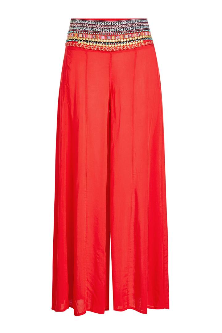 Ondademar Ondademar Hand Embroidered Wide Leg Pants