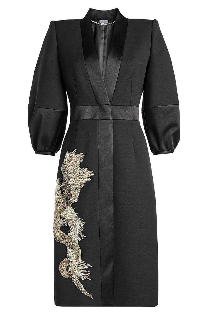 Alexander Mcqueen Alexander Mcqueen Embellished Coat With Wool And Silk