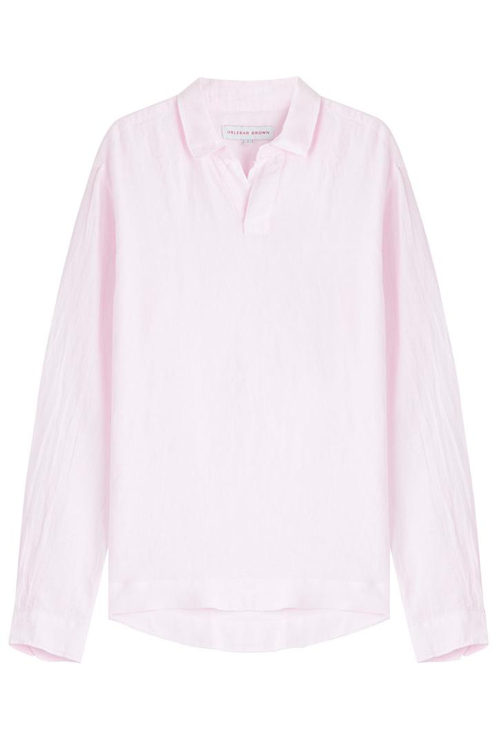 Orlebar Brown Orlebar Brown Linen Polo Shirt - Pink