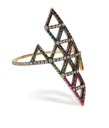 Lito Gold, Diamond, And Tsavorite Triangle Ring