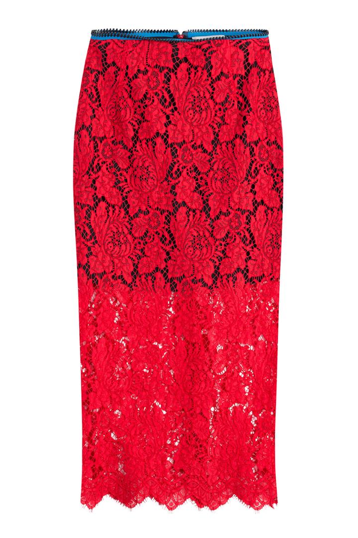 Preen By Thornton Bregazzi Preen By Thornton Bregazzi Lace Midi Skirt - Red