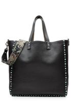 Valentino Valentino Reversible Leather Tote With Studded Trim - Black
