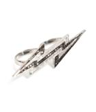 Lynn Ban Sterling Silver Lightening Bolt Ring With Diamonds