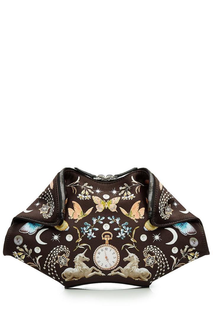 Alexander Mcqueen Alexander Mcqueen Printed De Manta Clutch With Leather And Silk - Multicolor