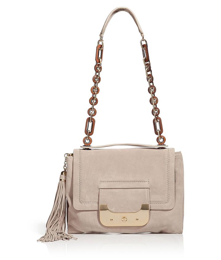 Beige/Gold Velour Leather Bag Harper