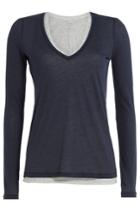 Majestic Majestic Layered Cotton Top With Cashmere - Blue