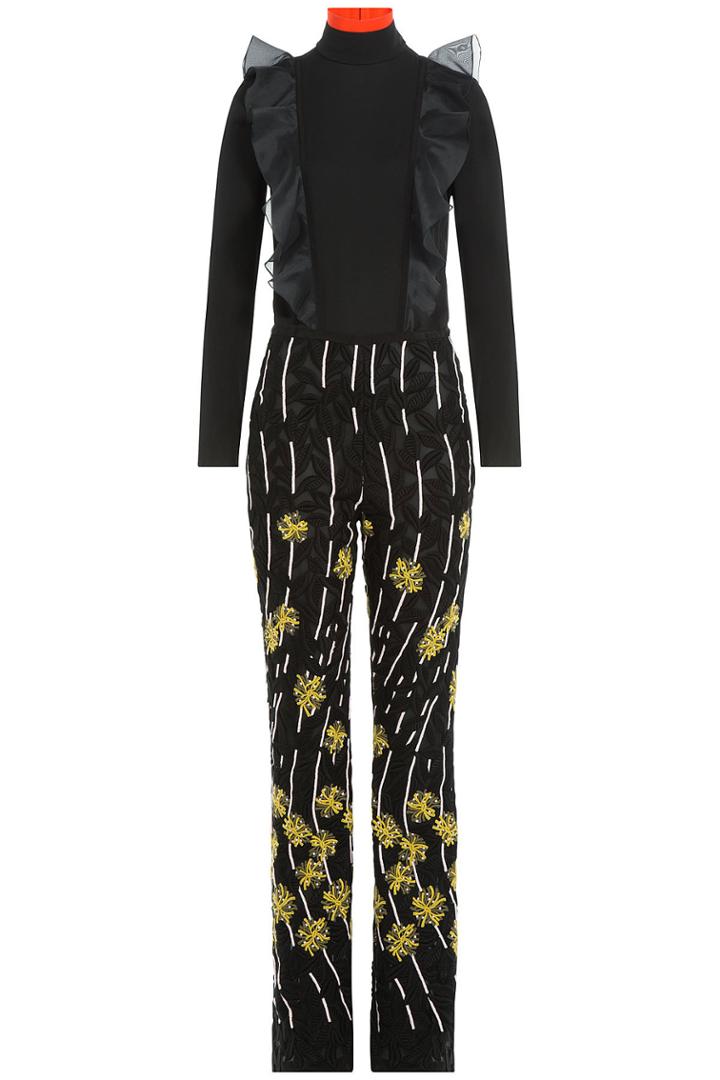 Giambattista Valli Giambattista Valli Embroidered Silk Jumpsuit - Black