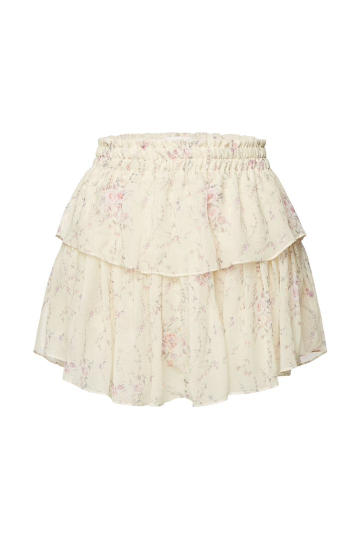 Loveshackfancy Loveshackfancy Printed Silk Skirt With Ruffles