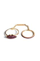 Delfina Delettrez Delfina Delettrez 18kt Gold Double Ring With Ruby Lips And Band