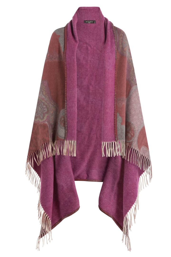 Etro Etro Fringed Wool Poncho - Multicolored