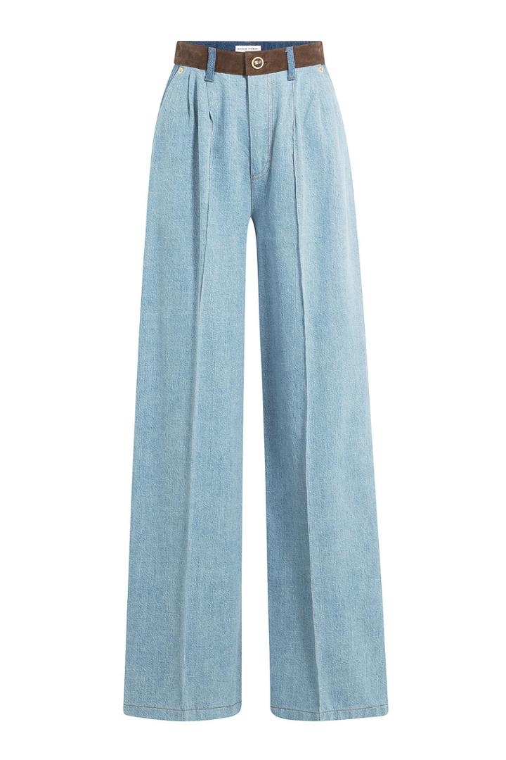 Sonia Rykiel Sonia Rykiel Wide Leg Jeans With Suede Waistband - Blue