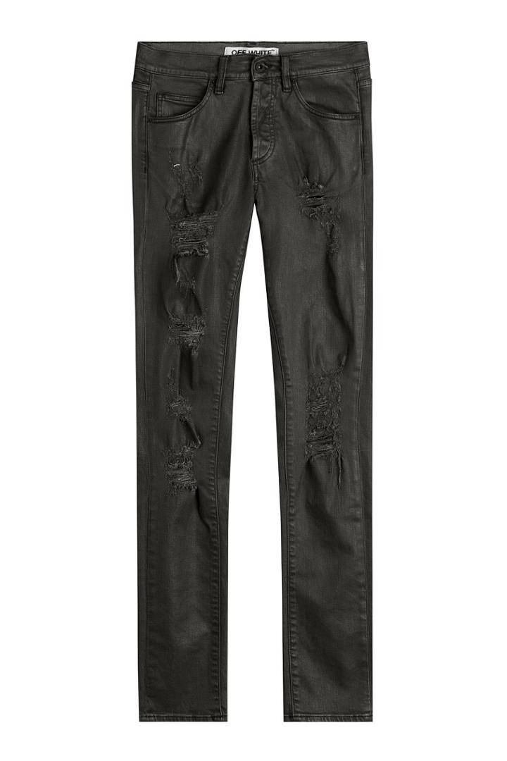 Off White Off White Slim Fit Five-pocket Jeans With Rips