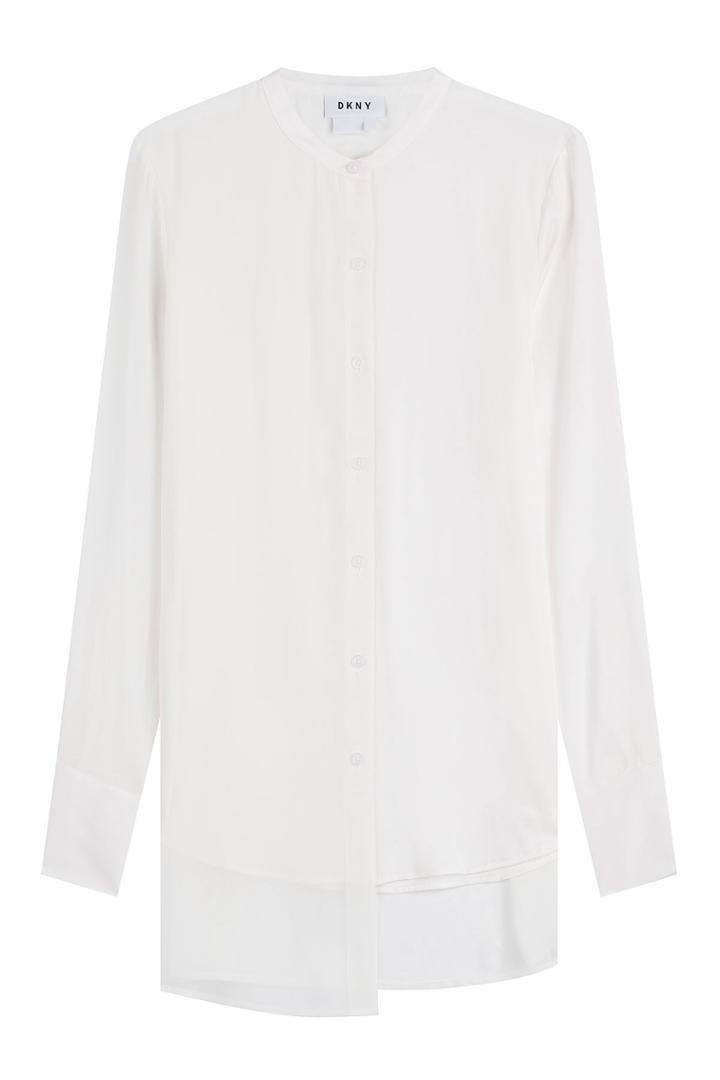 Dkny Dkny Silk Blouse With Asymmetric Hem - White