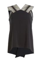 Roland Mouret Roland Mouret Sleeveless Draped Top With Lace Insets - Black