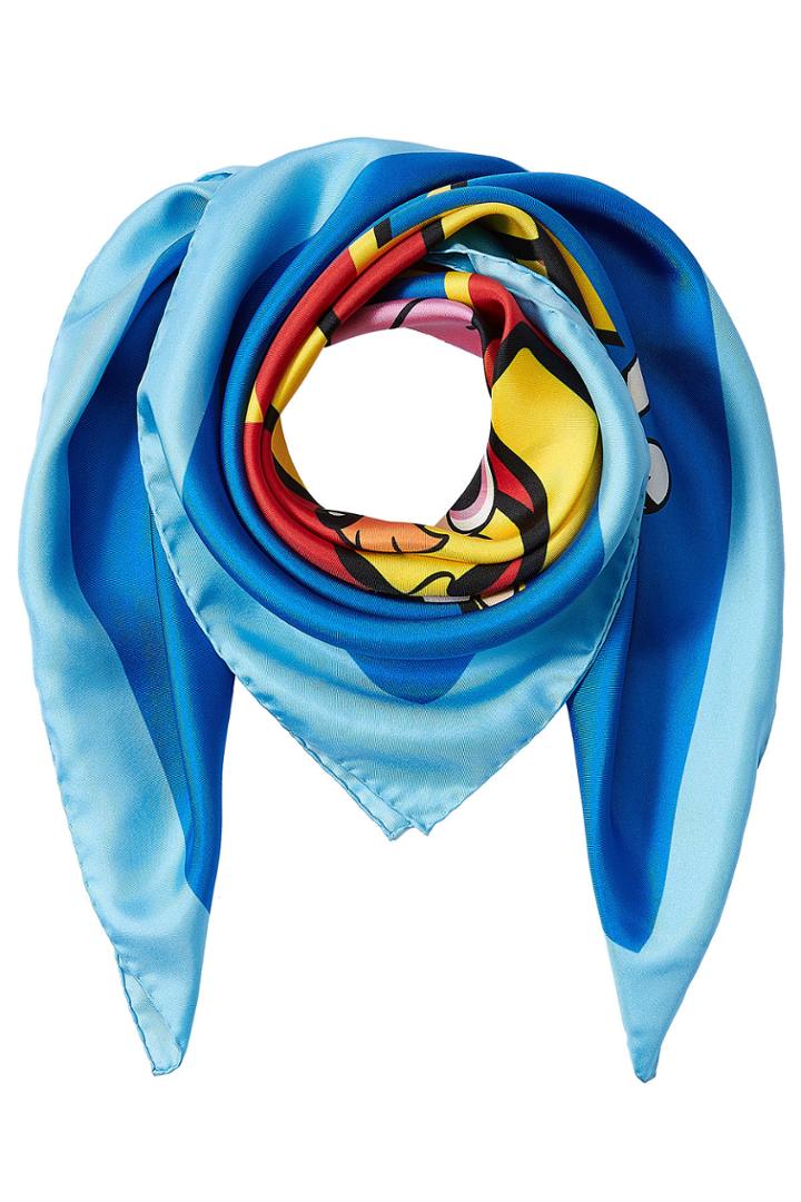 Moschino Moschino Printed Silk Scarf - Blue