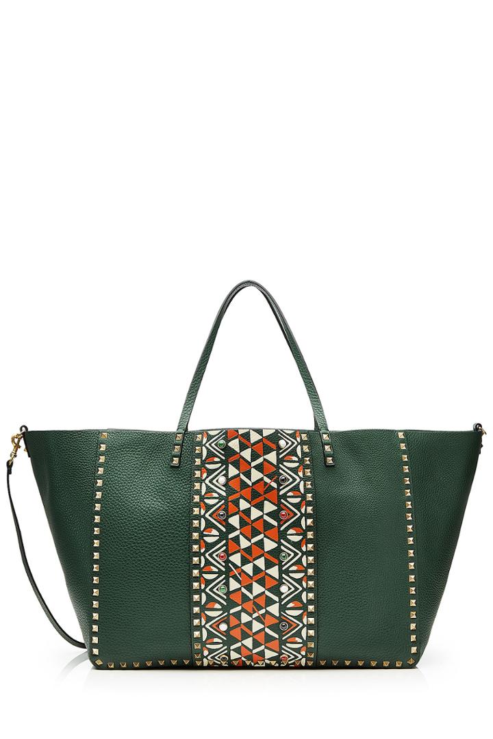 Valentino Valentino Embellished Rockstud Tote - Green