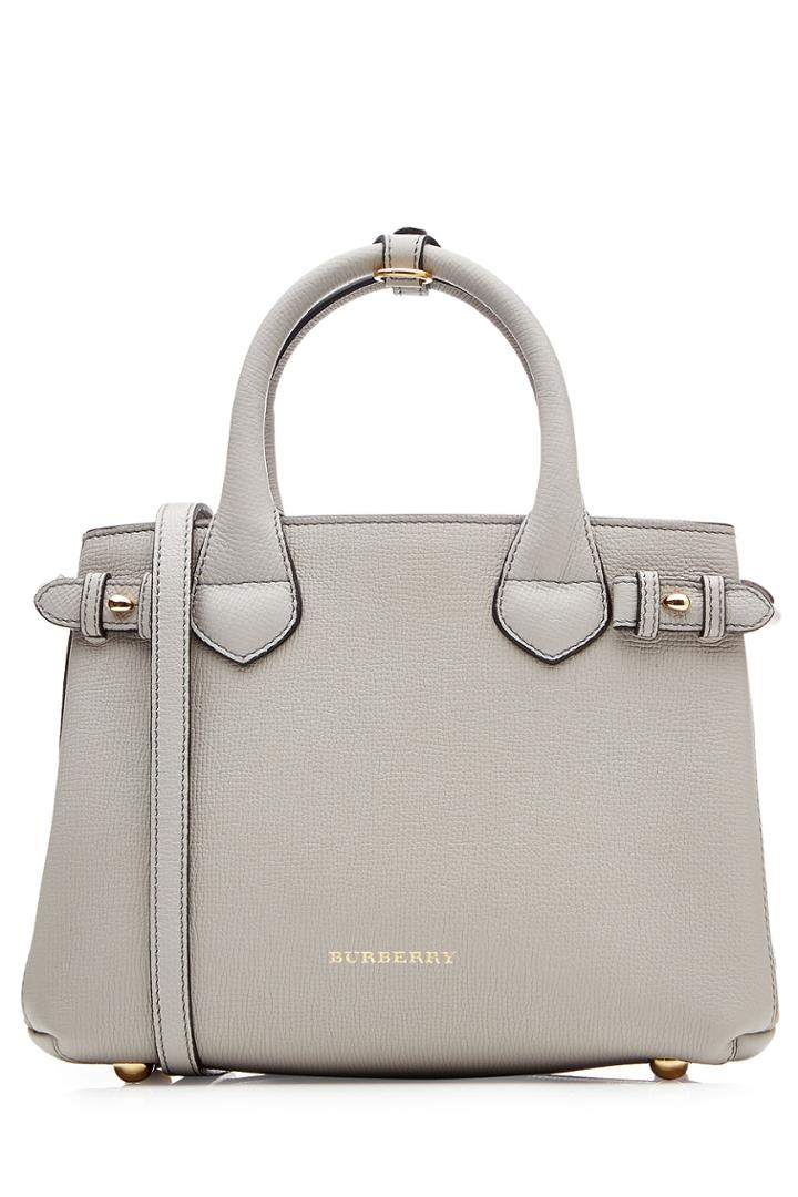Burberry Shoes & Accessories Burberry Shoes & Accessories Small Banner Leather Tote - Grey