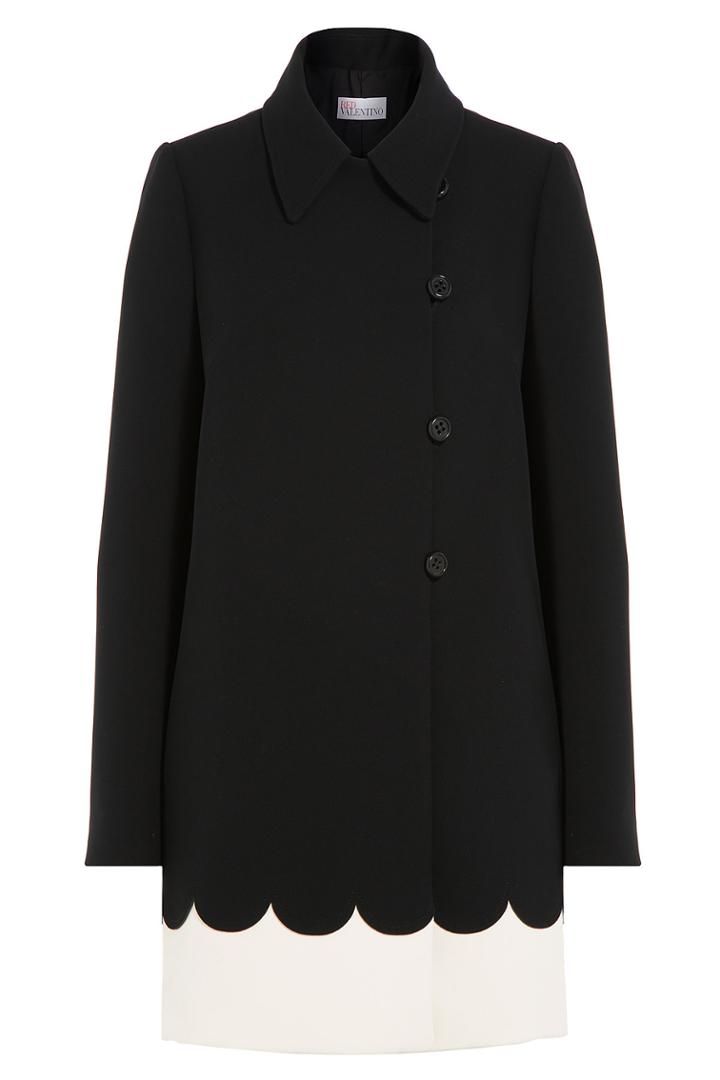 Red Valentino Red Valentino Coat With Scalloped Hem Detail - Black
