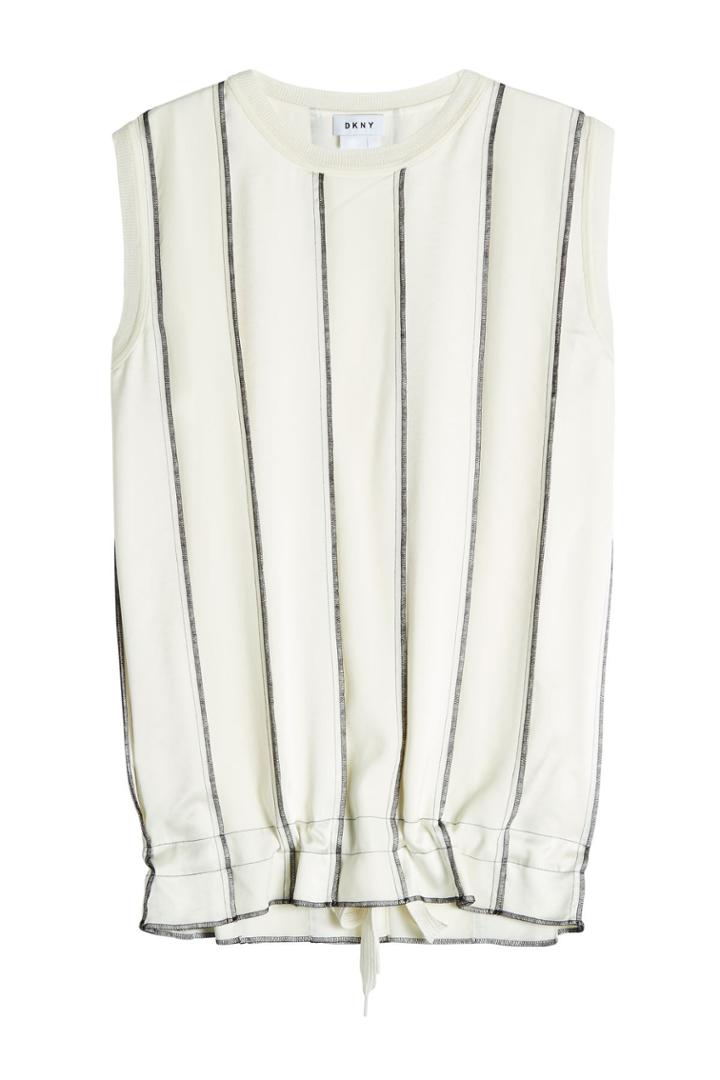 Dkny Dkny Sleeveless Top With Drawstring Hem - Stripes