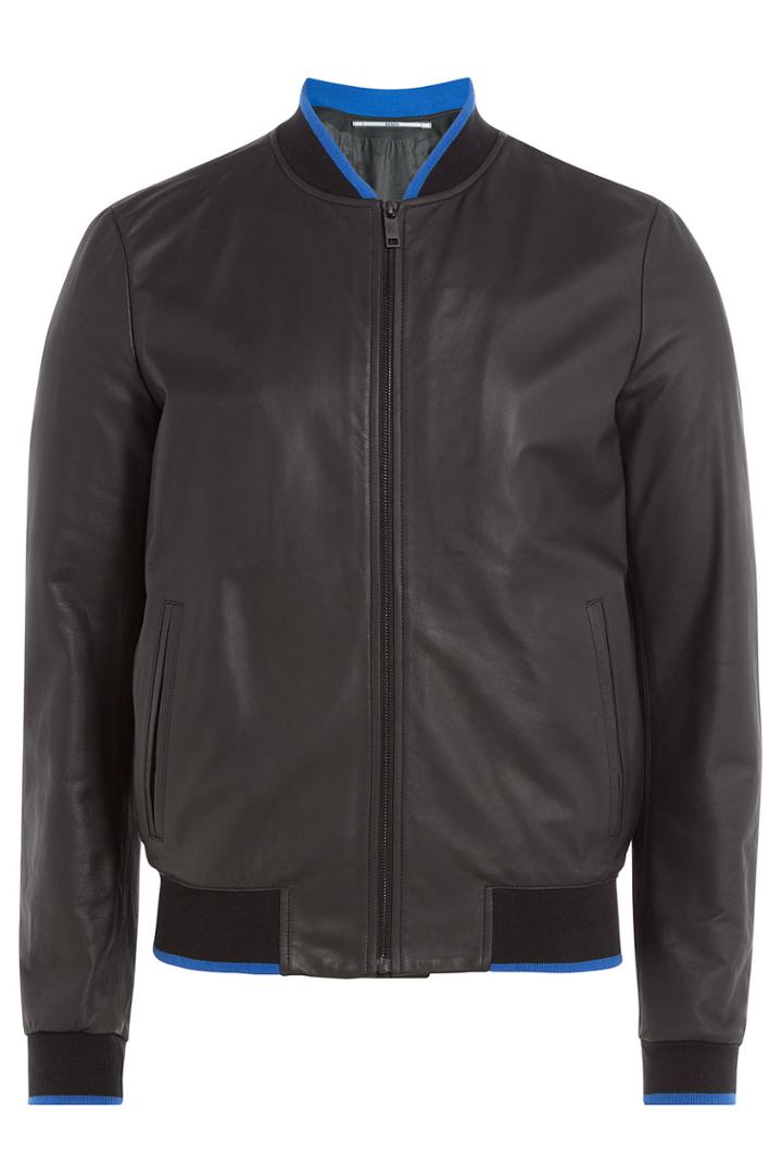 Kenzo Kenzo Leather Bomber Jacket With Logo - Black
