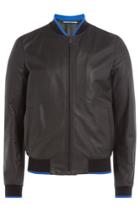 Kenzo Kenzo Leather Bomber Jacket With Logo - Black