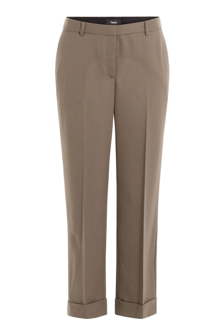 Theory Theory Virgin Wool Cropped Pants - Green