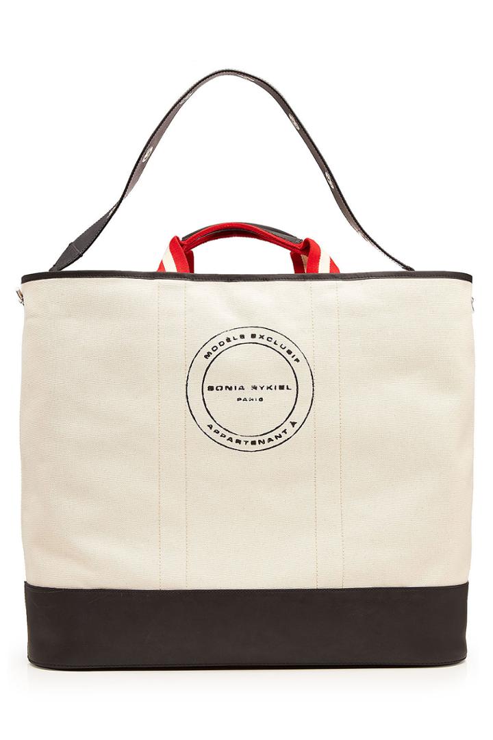 Sonia Rykiel Sonia Rykiel Printed Canvas Tote With Leather