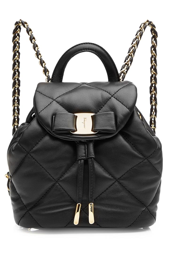 Salvatore Ferragamo Salvatore Ferragamo Quilted Leather Mini Backpack - Black