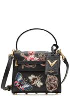 Valentino Valentino My Rockstud Leather Shoulder Bag With Embroidered Motifs - Black
