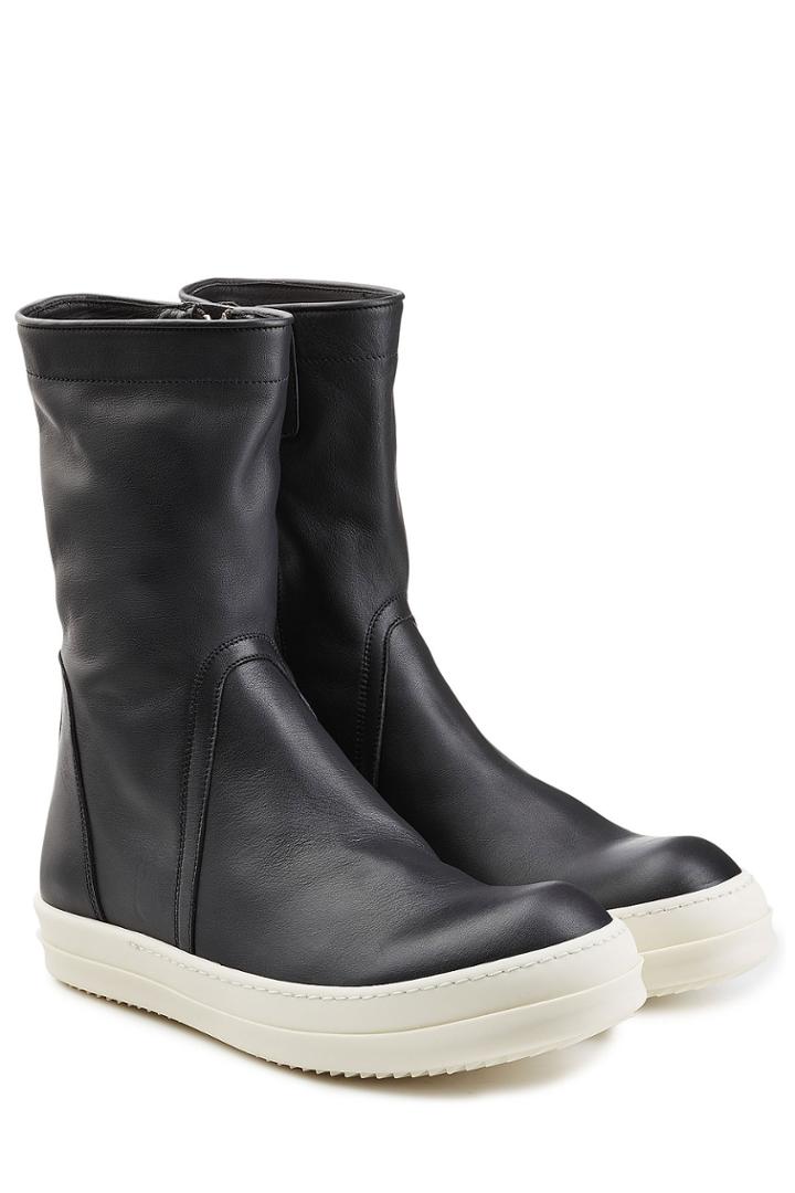 Rick Owens Men Rick Owens Men Leather Ankle Boots - Black