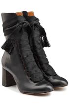 Chloé Chloé Leather Ankle Boots With Braided Ties
