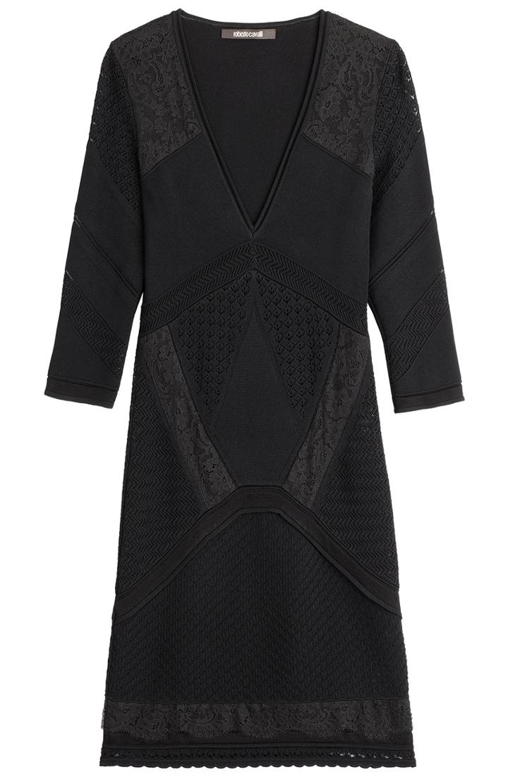Roberto Cavalli Stretch Knit Dress With Lace
