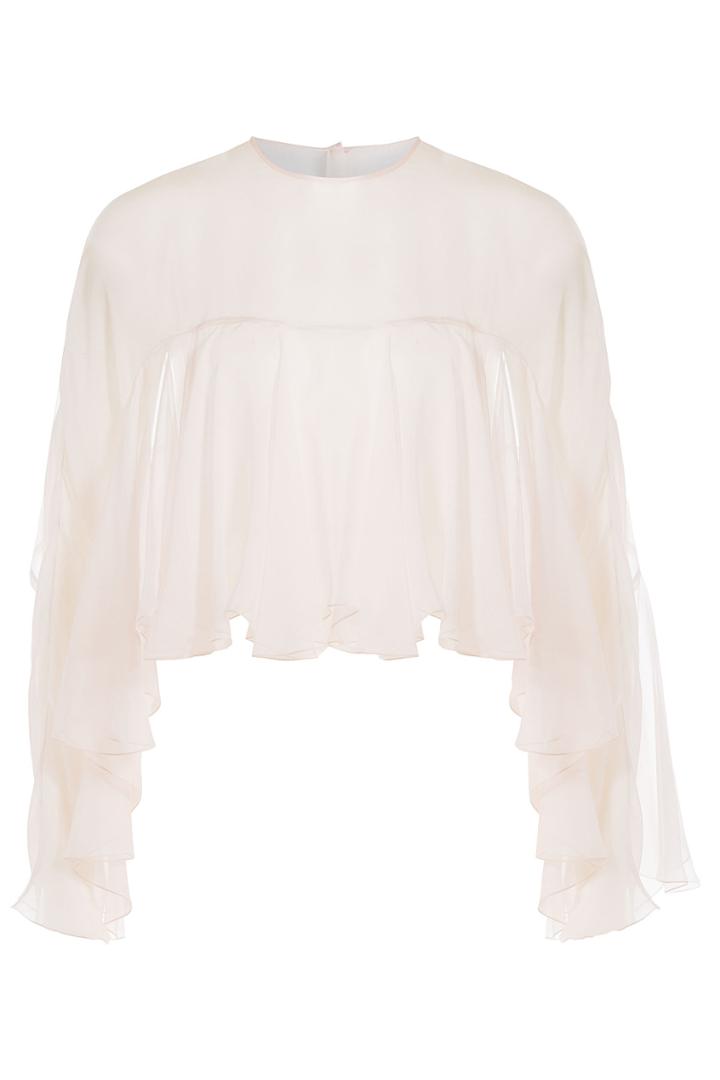 Philosophy Di Lorenzo Serafini Philosophy Di Lorenzo Serafini Ruffled Silk Chiffon Cropped Top - Rose