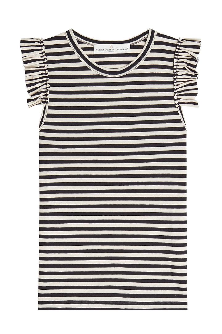 Golden Goose Golden Goose Striped Sleeveless Top With Ruffles