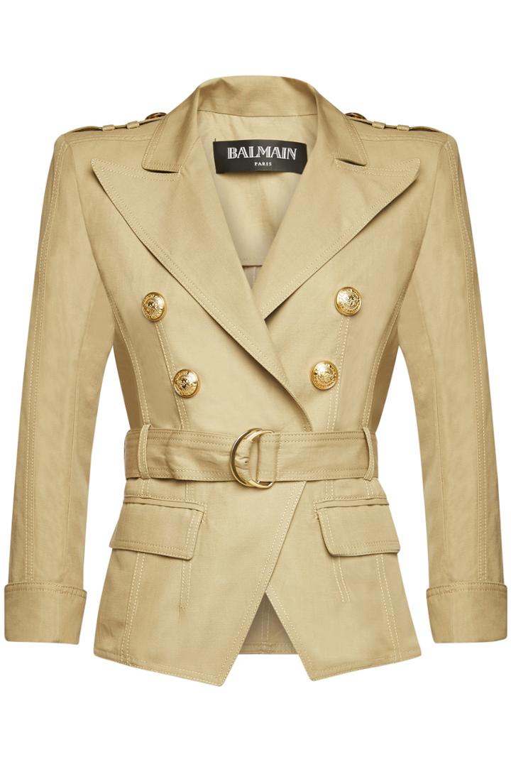 Balmain Balmain Cotton-linen Jacket With Embossed Buttons