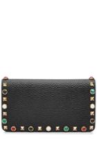 Valentino Valentino Rolling Rockstud Embellished Leather Wallet - Black