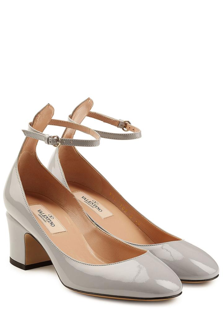 Valentino Valentino Patent Leather Tan-go Pumps - Grey