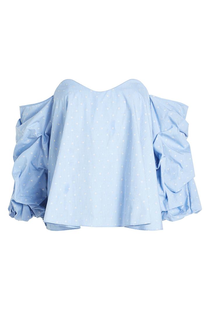 Caroline Constas Caroline Constas Printed Cotton Off Shoulder Blouse