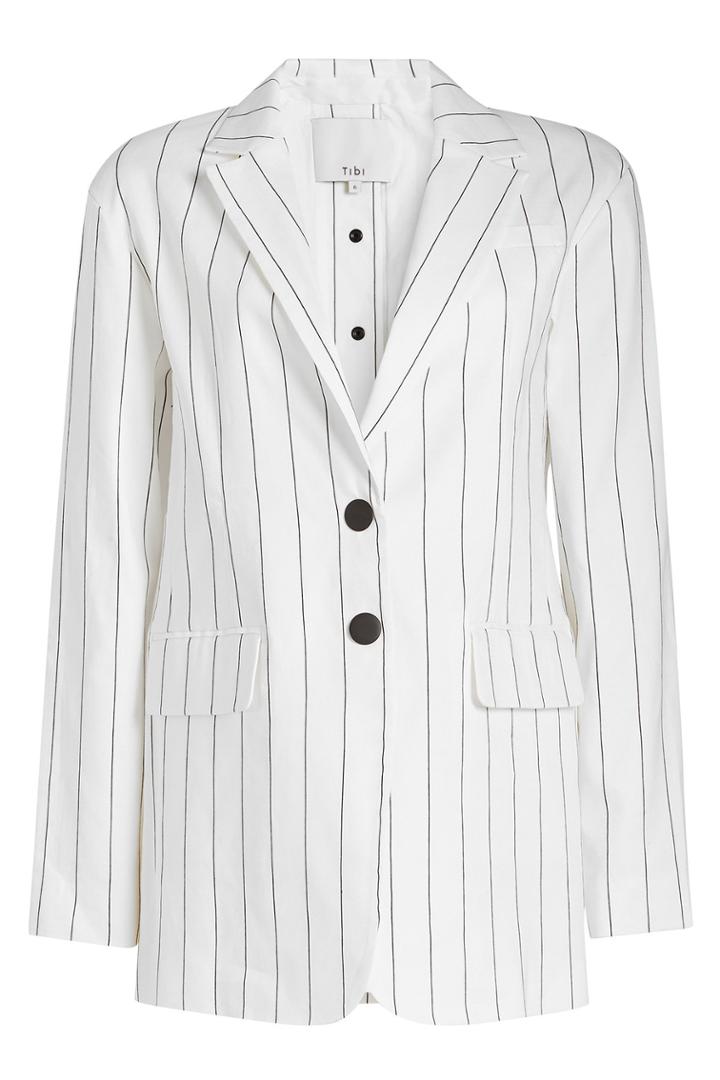 Tibi Tibi Striped Blazer In Linen