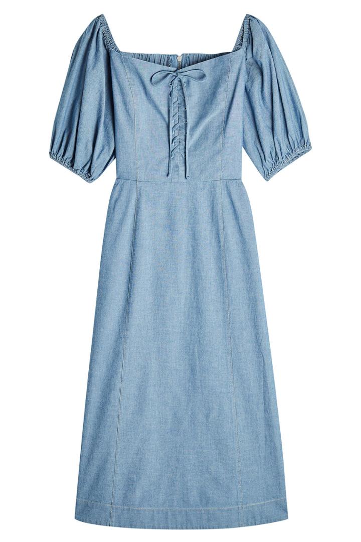 Sea Sea Denim Dress With Lace-up Detail