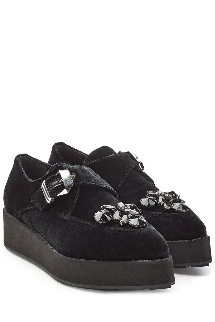 Mcq Alexander Mcqueen Mcq Alexander Mcqueen Embellished Velvet Creepers - Black
