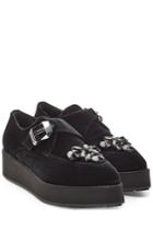 Mcq Alexander Mcqueen Mcq Alexander Mcqueen Embellished Velvet Creepers - Black