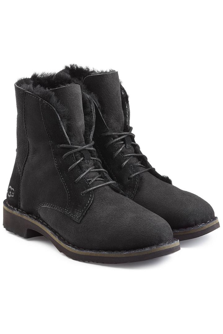 Ugg Australia Ugg Australia Quincy Suede Lace-up Boots With Shearling Lining